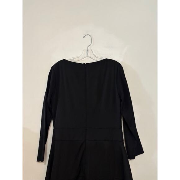 Reiss Black Dress Sz 8 A-Line Midi 3/4 Sleeve Career Minimalist Capsule Classic - Picture 5 of 8